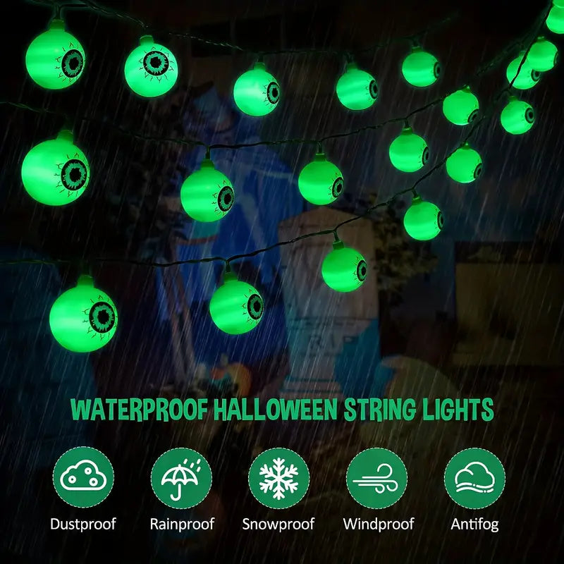 Spooky Solar Spectacles: Green Eyeball Halloween Lights