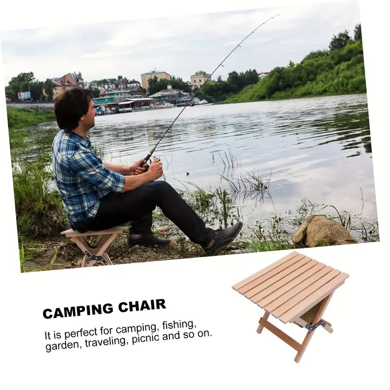 Portable Folding Wooden Camping Stool