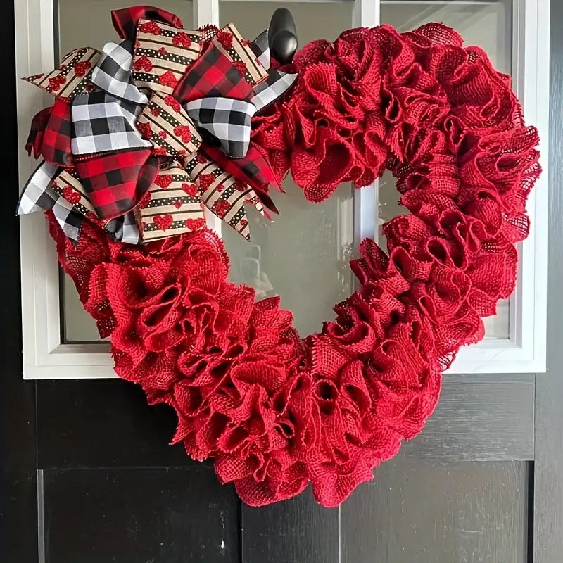 Valentine's Day Wrinkled Hemp Rope Heart-shaped Wreath
