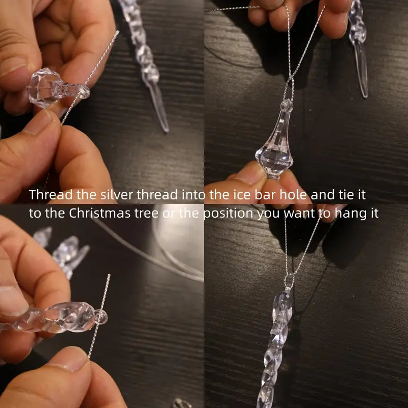 Crystal Elegance: Set of 16 Transparent Christmas Snowflake Ornaments