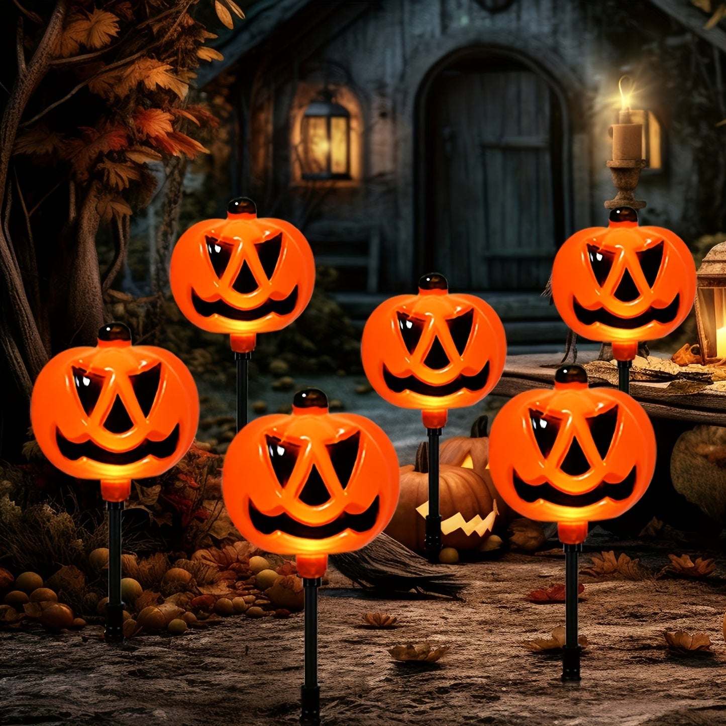 Solar Powered Pumpkin Lights (Set of 6)
