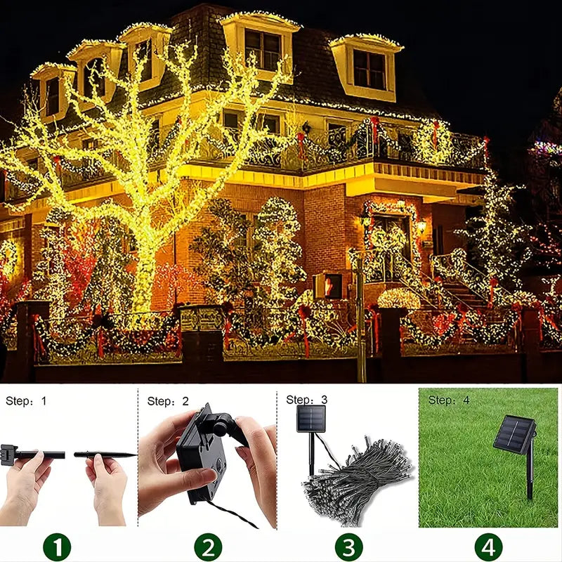 Twinkling Tidings: Festive Christmas Solar String Lights for Outdoor Brilliance