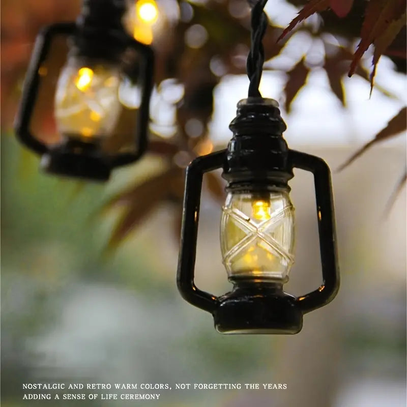 Solar Retro Oil String Lamp - 1 Pack, 8 Functions, Waterproof Outdoor