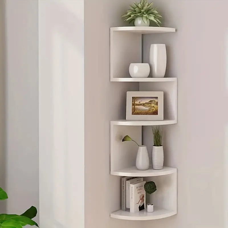 5-Layer PVC Corner Wall Shelf Bookshelf Organizer