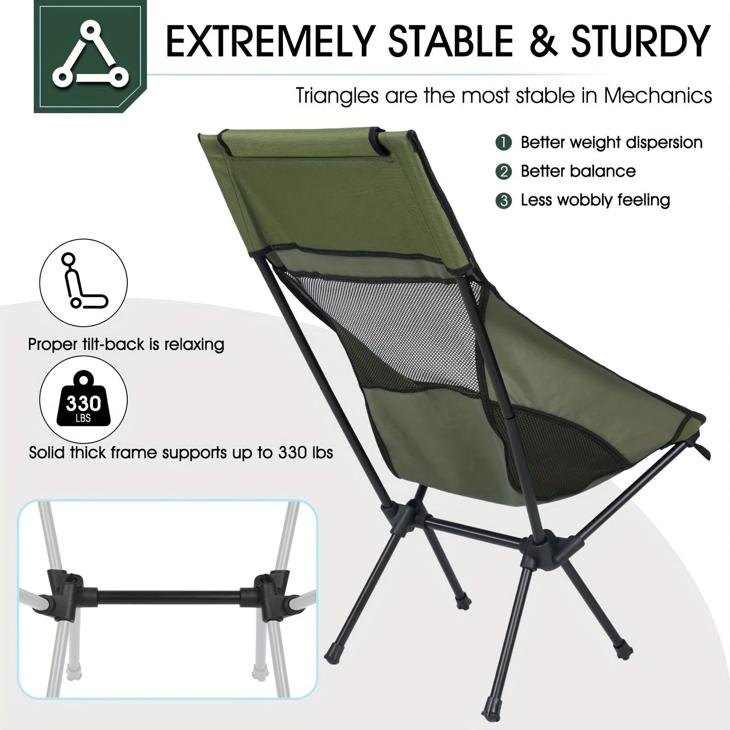 Folding Camping Chair Lightweight High Back Seat