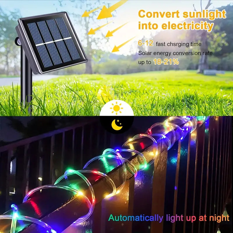 Outdoor Solar Rope Lights - 21.95m 200 LED String Lights with Remote