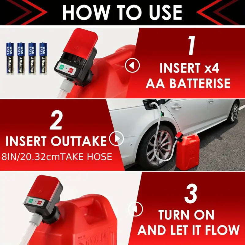 Portable Battery-Powered Fuel Pump Nozzle Series - Red