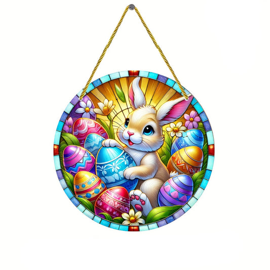 Easter Bunny Suncatcher Round Acrylic Hanging Sign