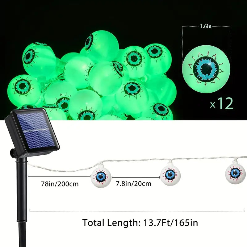 Spooky Solar Spectacles: Green Eyeball Halloween Lights