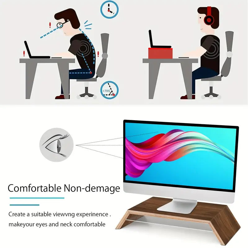 Premium Black Walnut Monitor Stand Riser with Underneath Storage