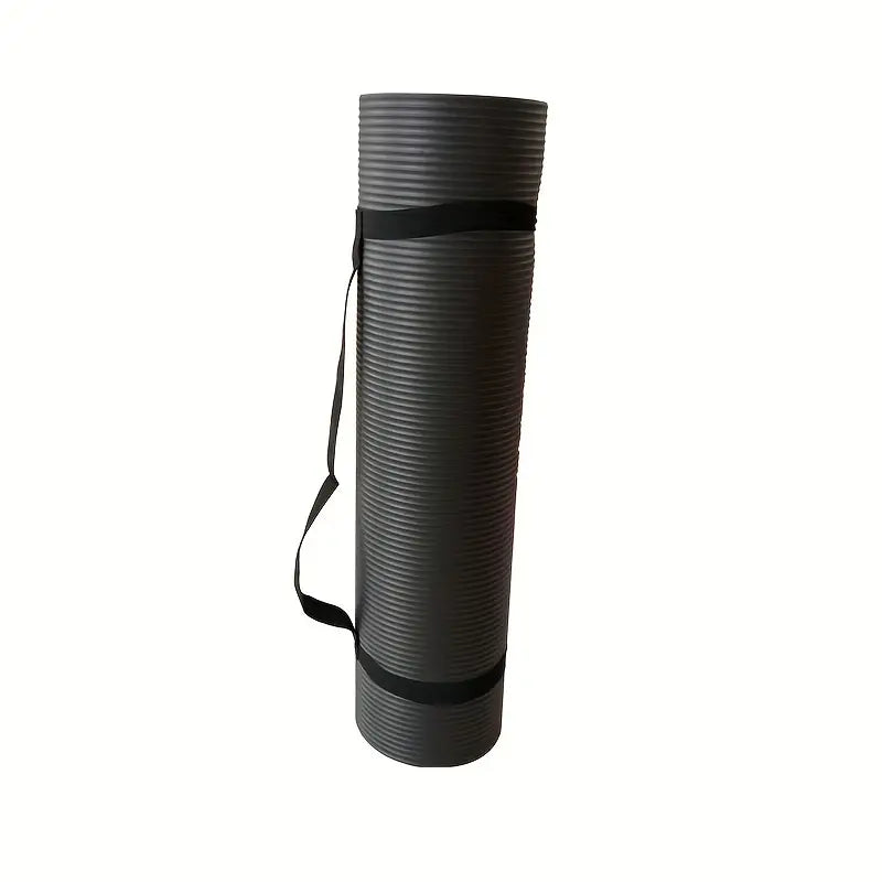 Premium 0.8cm Thick Black Yoga Mat with Carry Strap