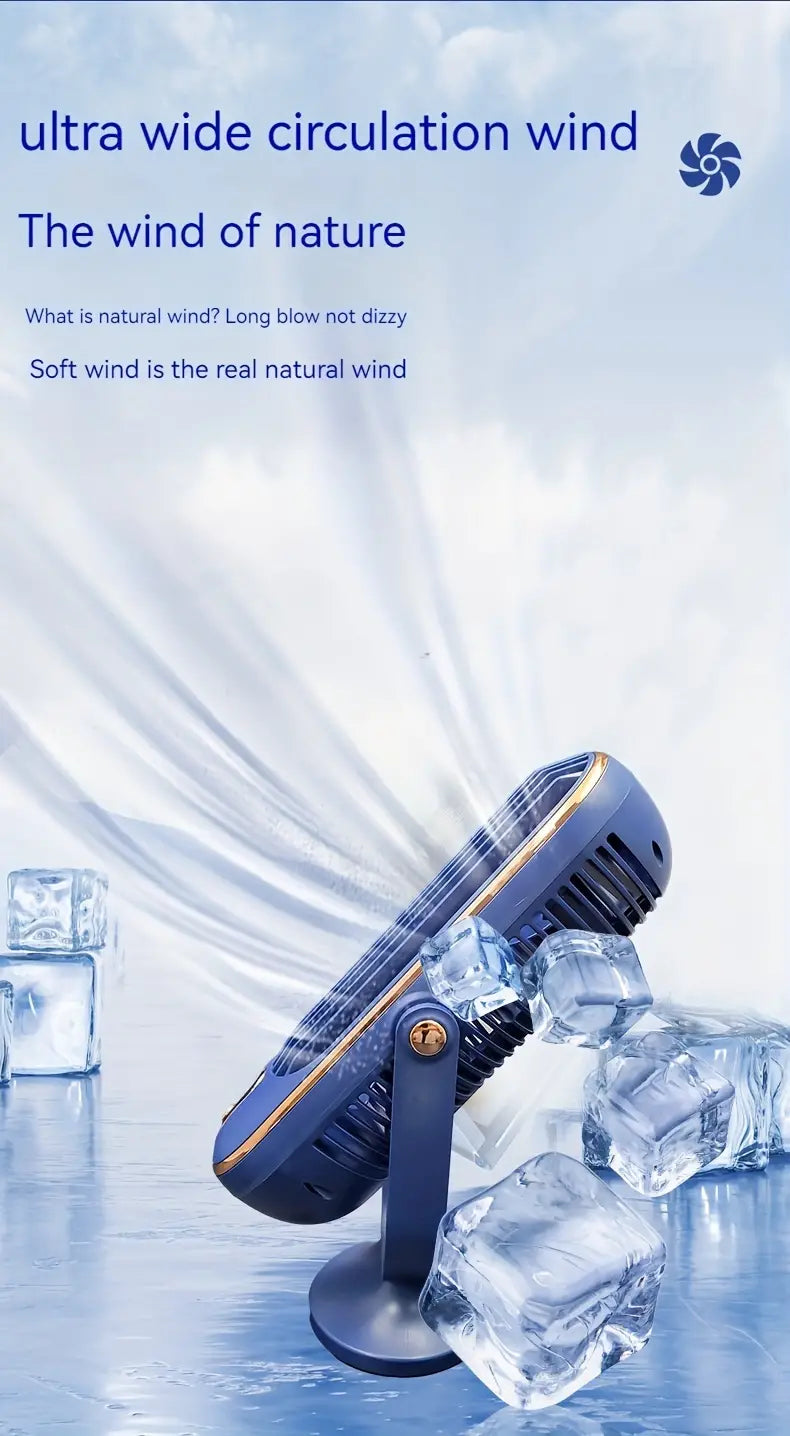 Large Battery Dual Motor Portable Fan - Blue