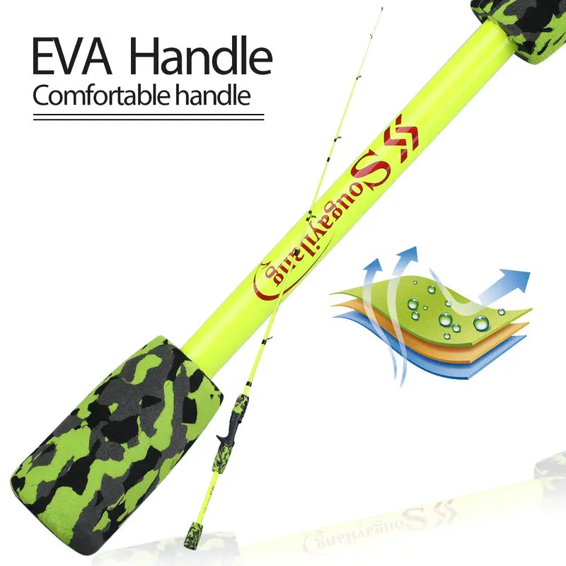 Ultralight 5-Section Travel Fishing Rod with Comfortable EVA Handle - Yellow