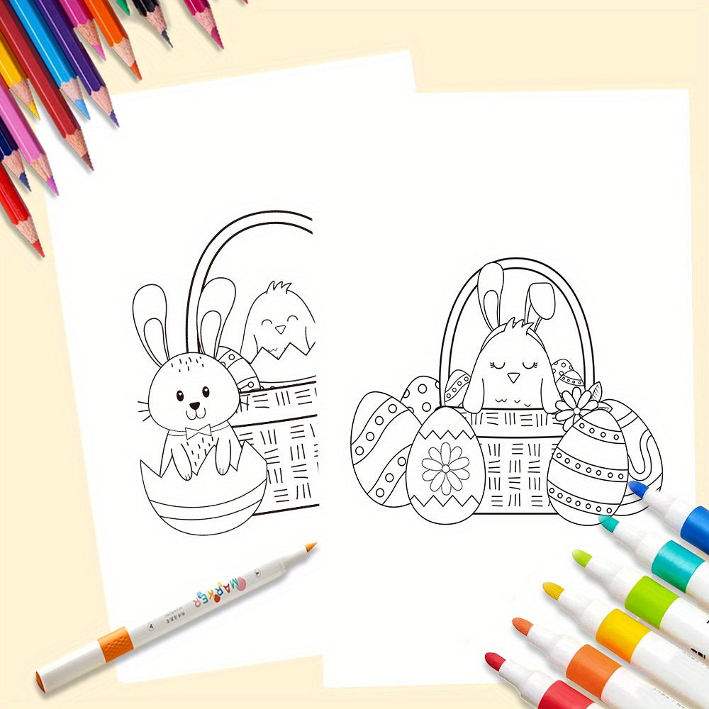 32pcs Easter Greeting Coloring Cards with Markers