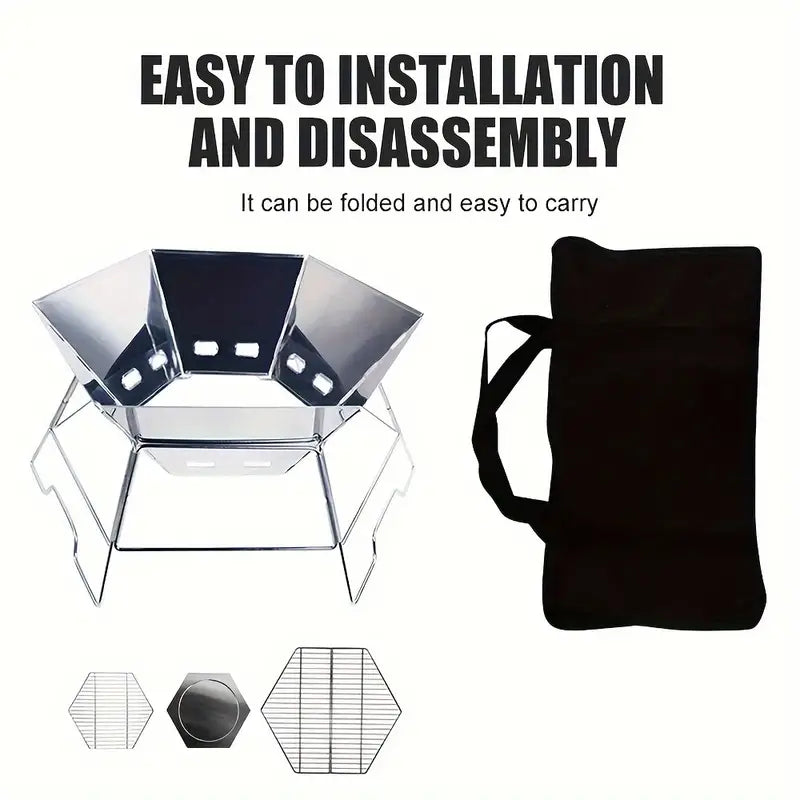 Foldable Stainless Steel Camping Charcoal Grill