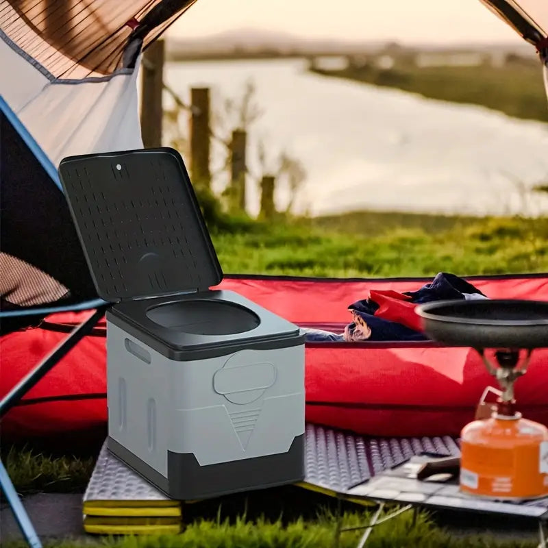 Portable Outdoor Toilet - Foldable and Movable (Grey)