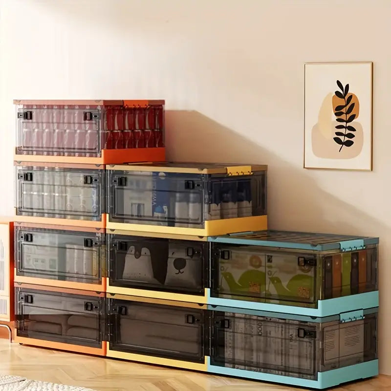 Stay organized with style using this roomy, stackable storage container