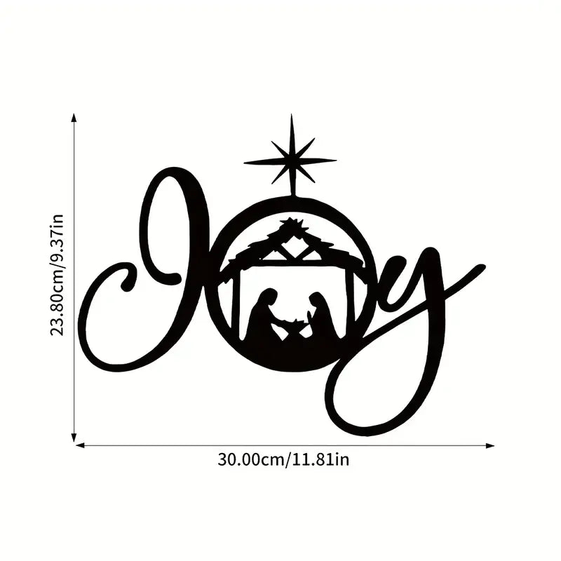 1pc Nativity Metal Wall Art - Elegant JOY Pattern