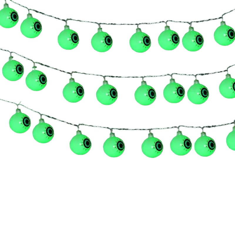 Spooky Solar Spectacles: Green Eyeball Halloween Lights