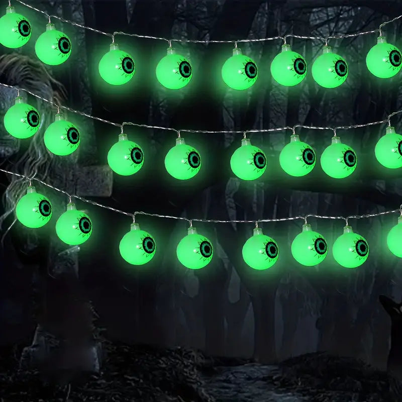 Spooky Solar Spectacles: Green Eyeball Halloween Lights