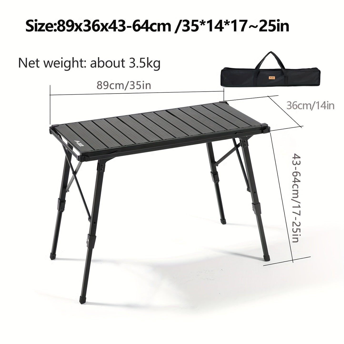 Portable Aluminum Camping Table Adjustable Height