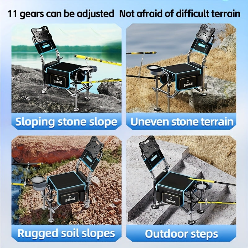 Portable Fishing Chair Adjustable Foldable Black Iron
