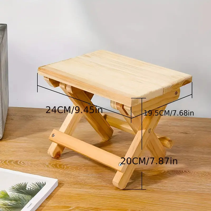 Portable Outdoor Solid Wood Folding Stool