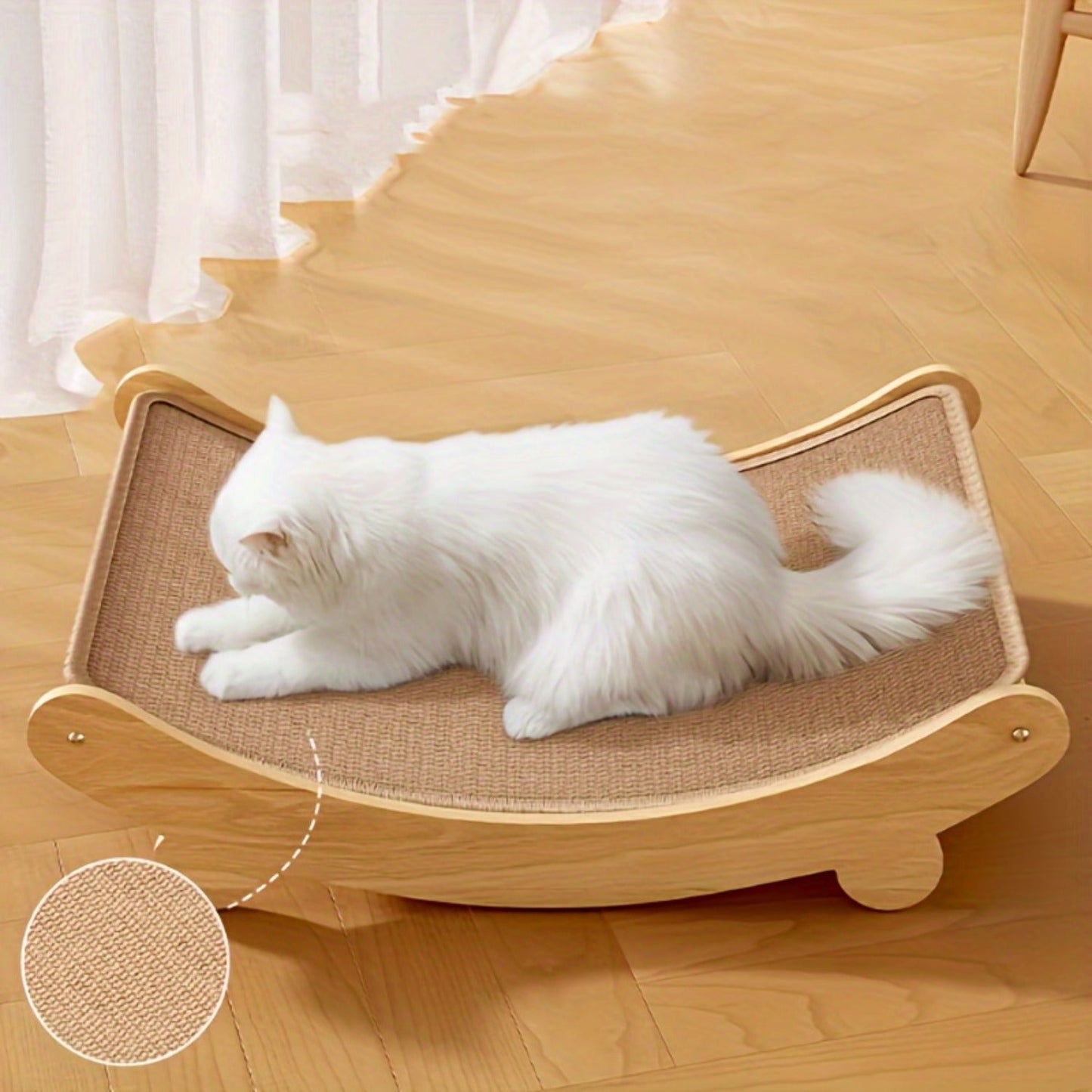 Space-Saving Wooden Cat Scratcher Tower for Cats