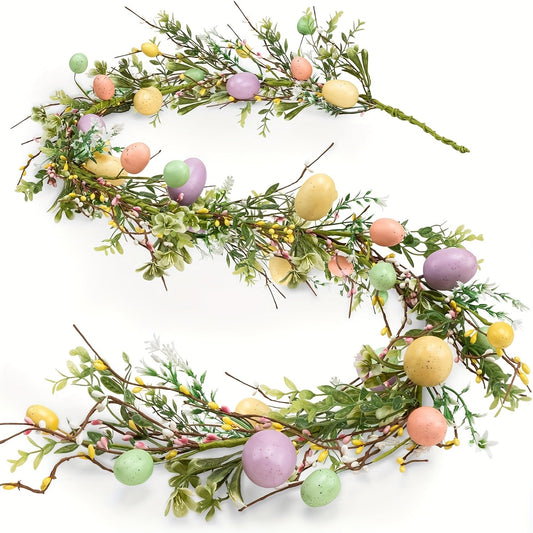 Colorful Easter Egg Vine Wreath Holiday Decoration