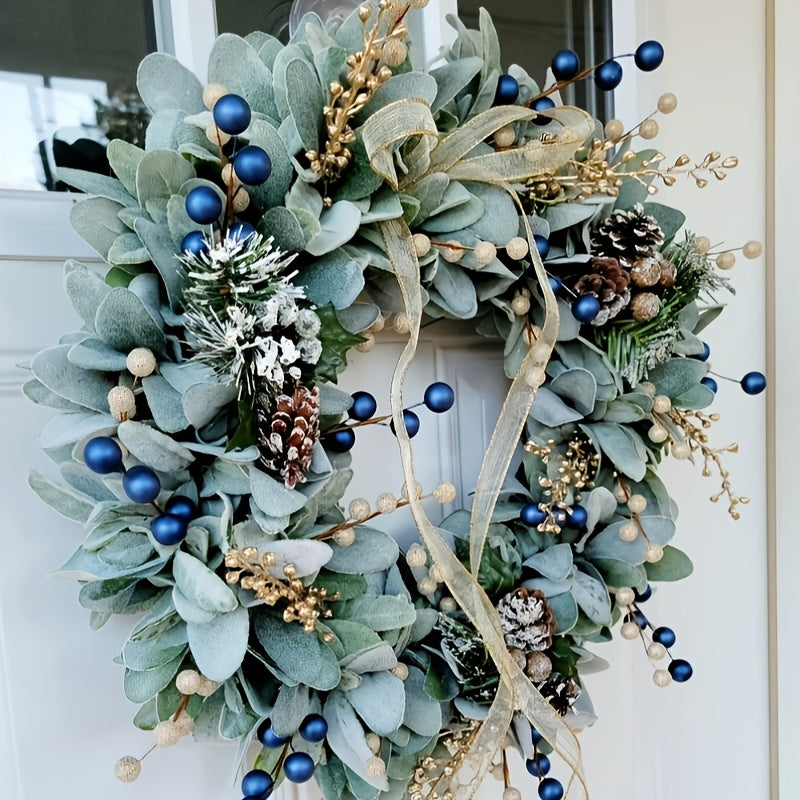 Blueberry Eucalyptus Wreath with Golden Accents