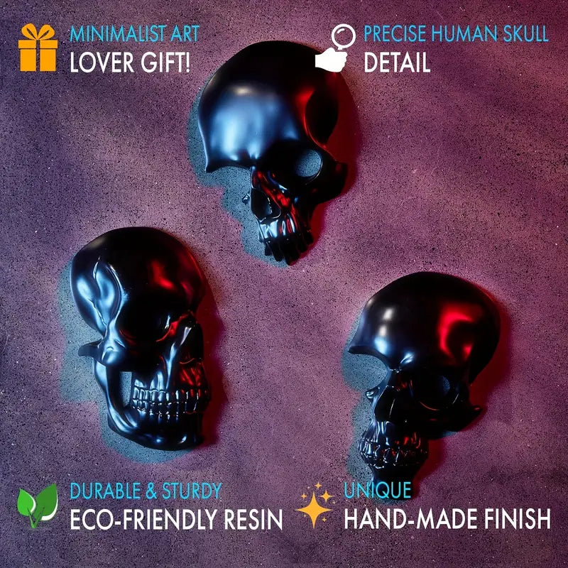 Americana Skull Ornaments 3-Piece Set – Goth-Inspired Resin Skeleton