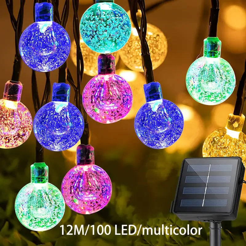 Multicolor LED Solar Crystal Bubble Ball String Lights