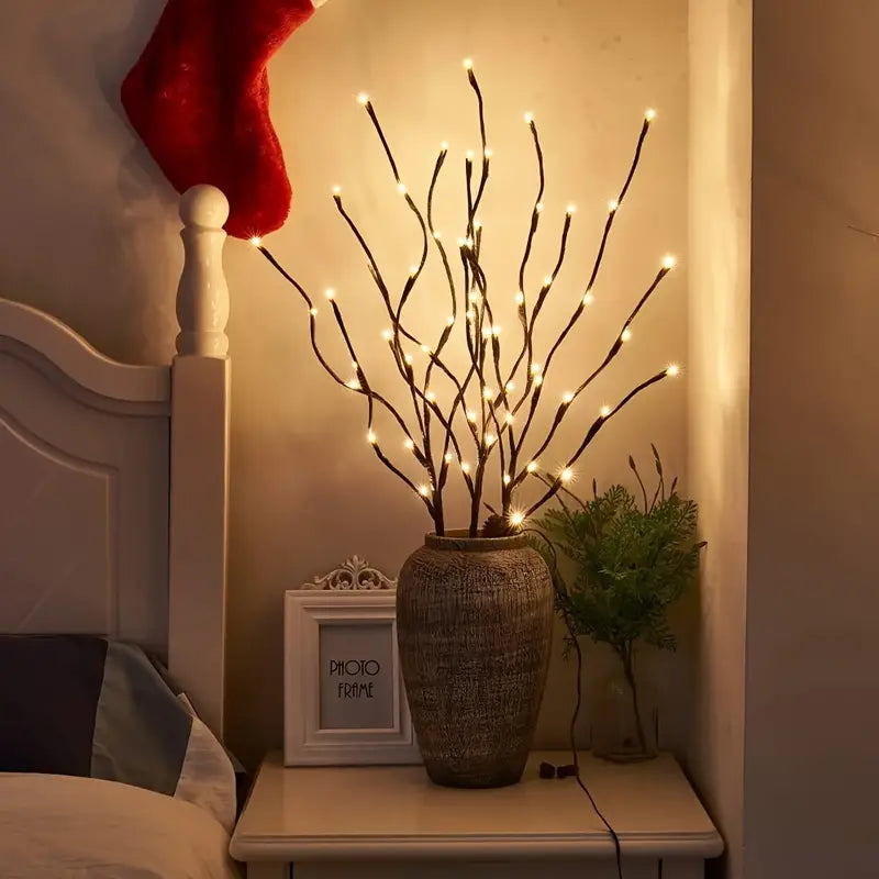 Enhance Your Celebrations with 1pc 20 LED Branch Lights | Battery-Powered Indoor Decoration Lights