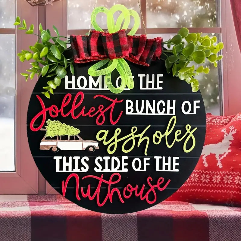 Welcome Guests with 1pc Christmas Wooden Door Sign