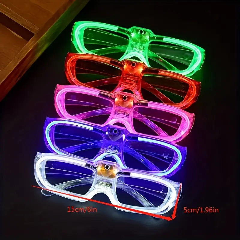 Illuminate the Night: 10-Pack LED Glasses Featuring 5 Neon Light Modes