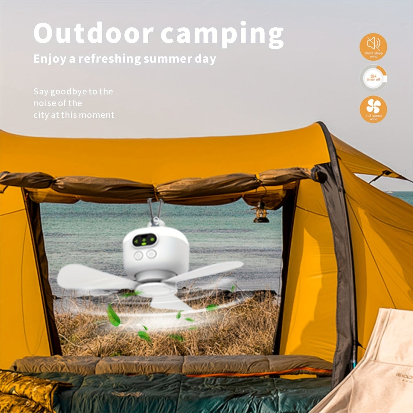 Portable USB Rechargeable Ceiling Fan with Night Light