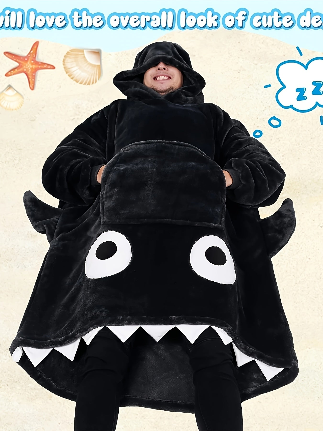 Shark Hooded Blanket Robe for Men