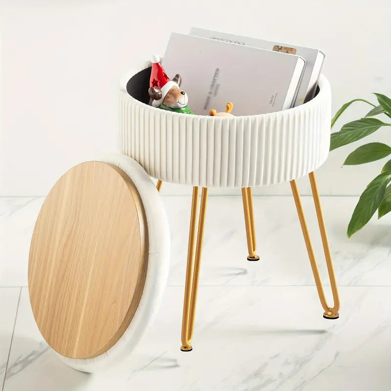 Creative Round Storage Stool- White