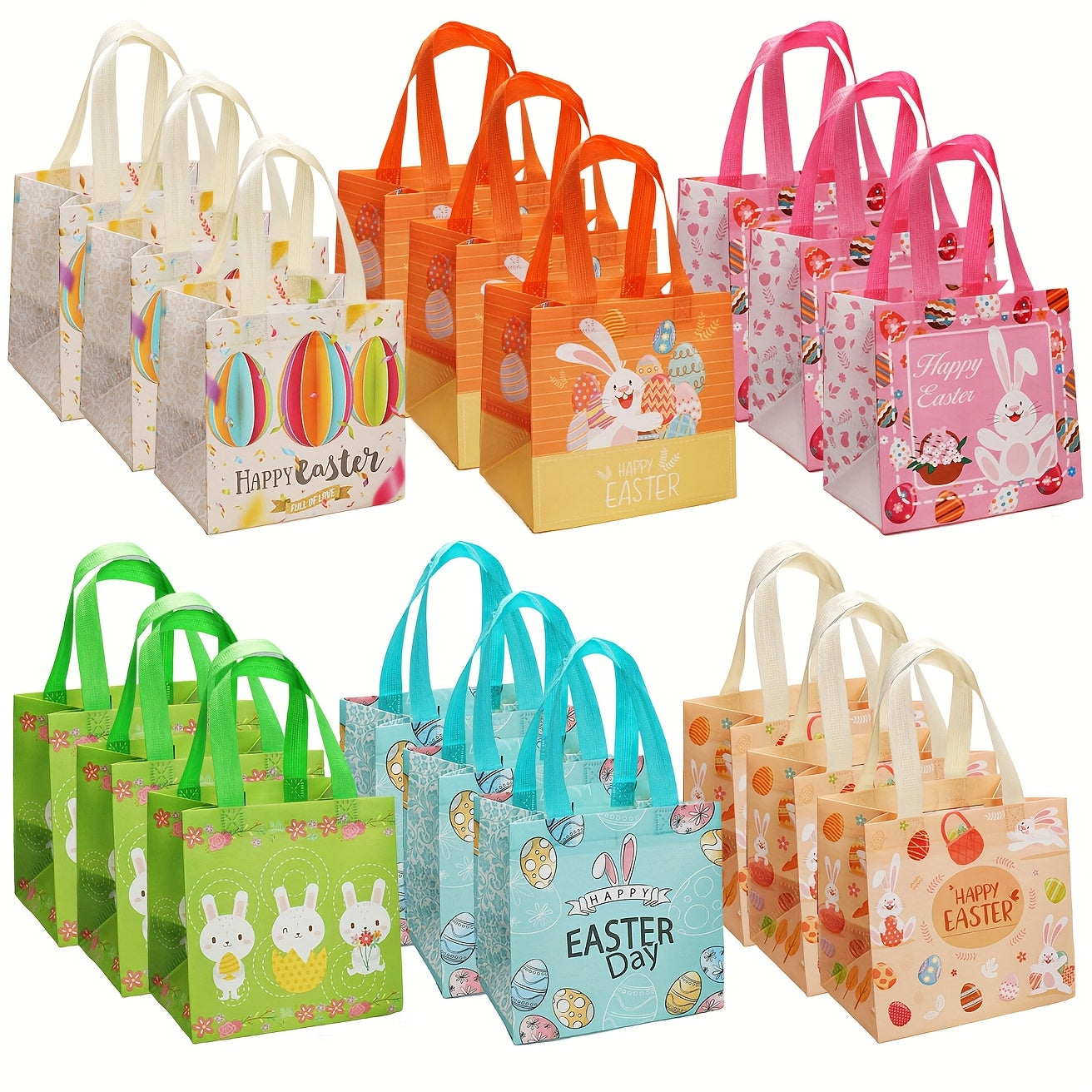Reusable Non-Woven Easter Bags 18pcs Spring Party Supplies