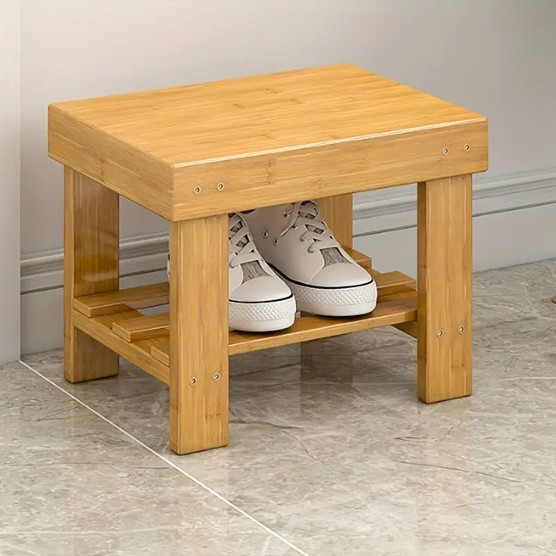 Classic Bamboo Storage Stool - Space-Saving Organizer (1pc, 20cm)