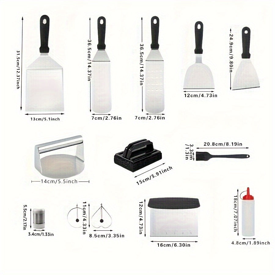 Flat Top Grill Accessories Stainless Steel Set (18pcs)