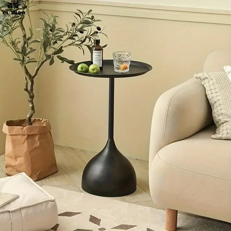 Casual Small Coffee Table for Living Room - Metal Pedestal Base