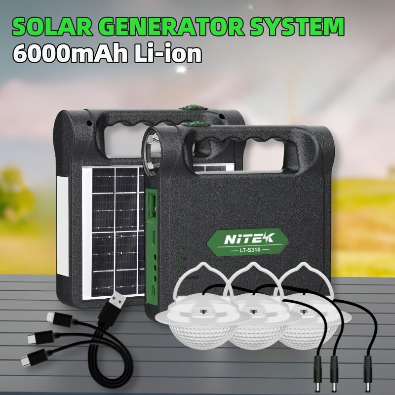 6000mAh Portable Solar Generator Kit with LED Lights