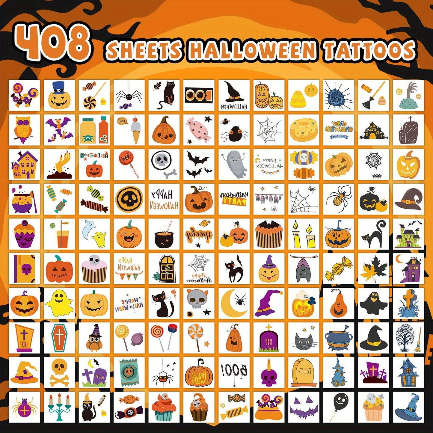 Halloween Temporary Tattoo Sheets Party Stickers (408pcs)