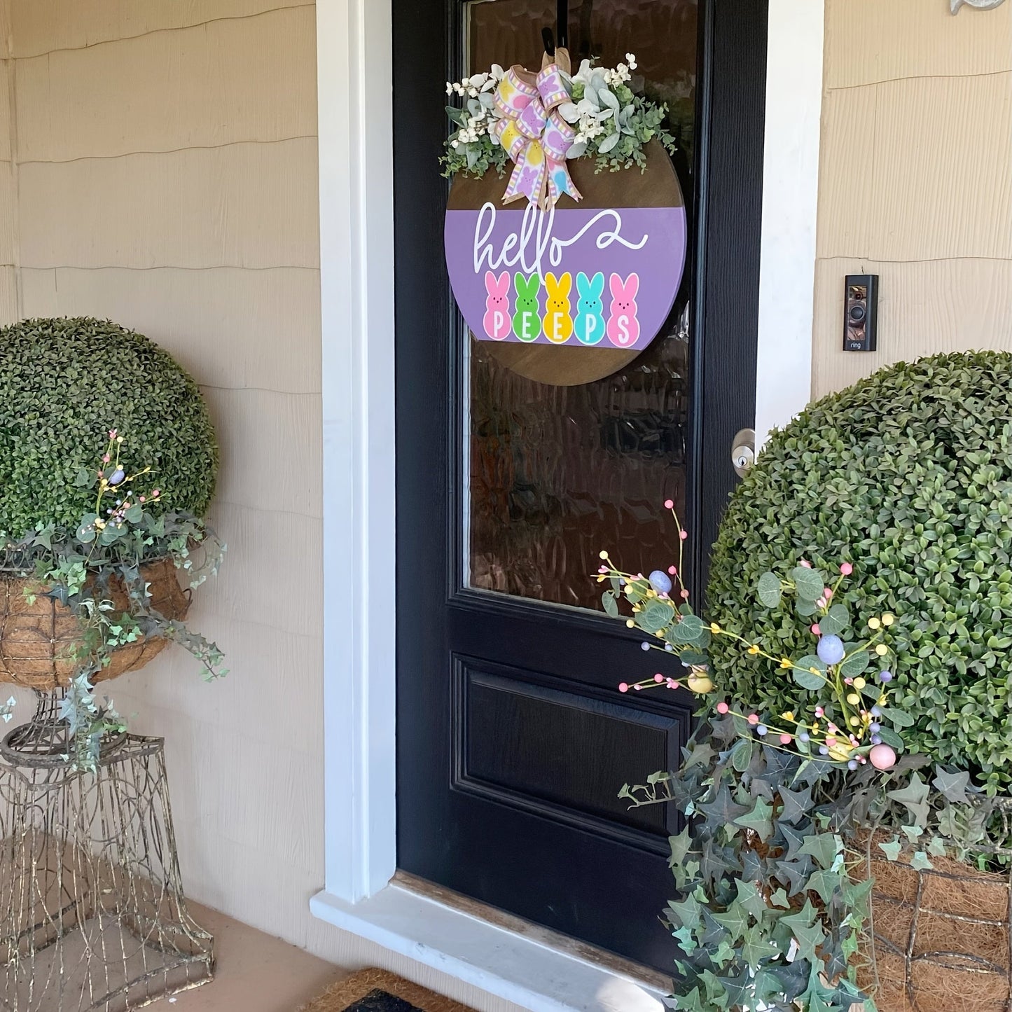 Farmhouse Easter Welcome Sign Wooden Bunny Wreath