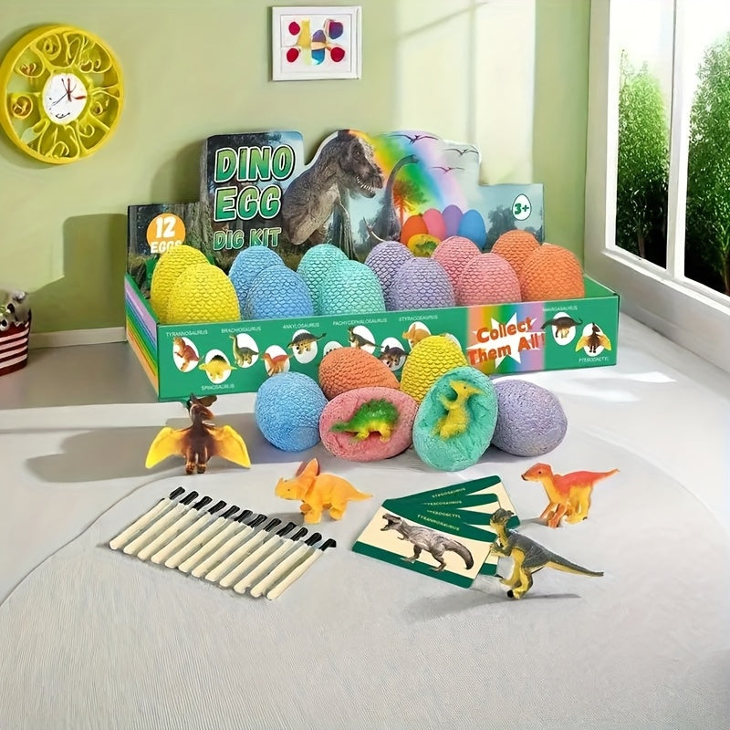 Colorful Dinosaur Fossil Digging Egg Set (12 Eggs)