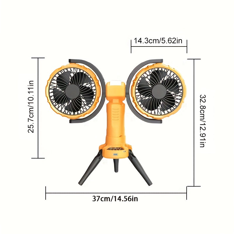 Dual-Head Rechargeable Desk Fan with 4-Speed Control