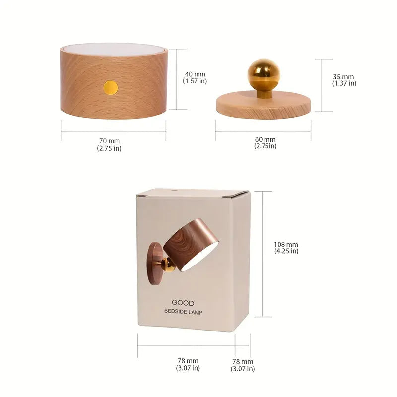 Wireless Sapele Wood Bedroom Reading Lamp in Sapele Wood color