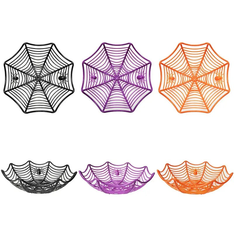 Halloween Candy Baskets Spider Web Plastic Bowls (3pcs)