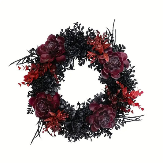 Halloween Black Red Wreath